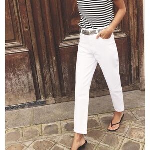 Zara High-Waisted White Mom Jeans